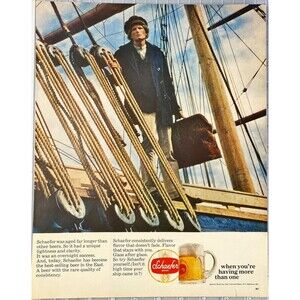 Schaefer Beer "When You're Having More Than One" Nautical Vintage Print Ad 1967